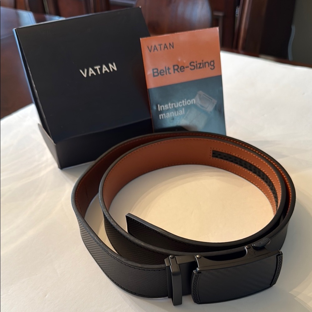 Vatan NEW Men’s Black Textured Belt you customize it to your size waist 30-36